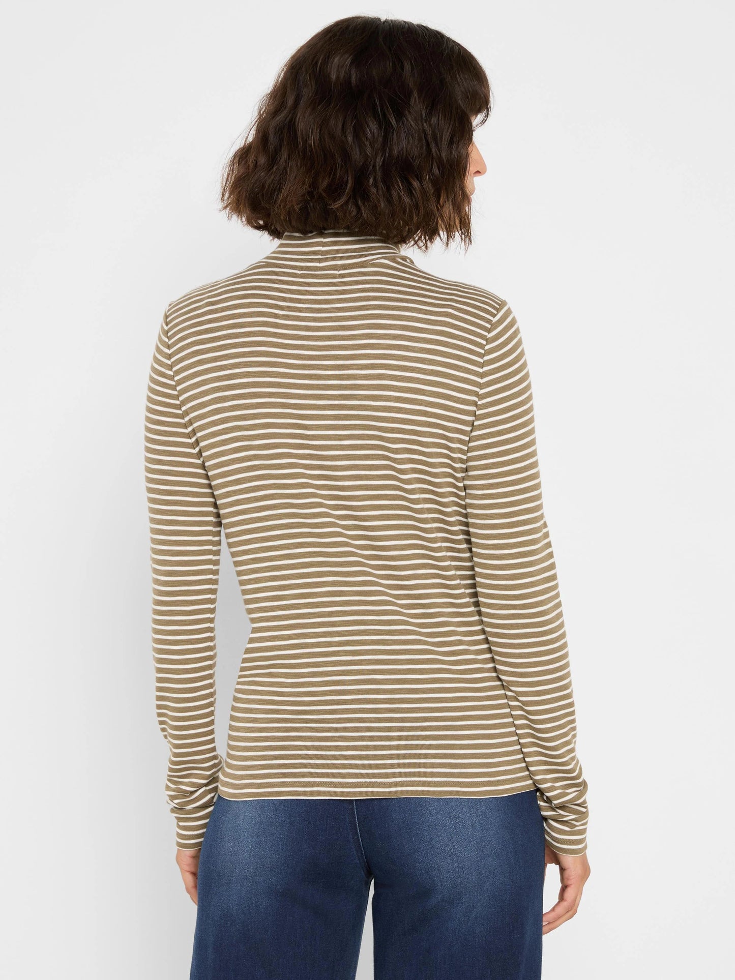 NZT Striped Long Sleeve Mock Neck Tee