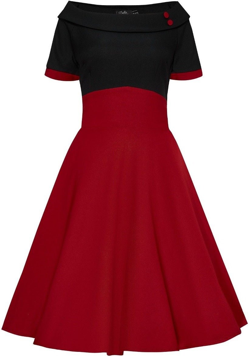 Darlene Black & Burgundy Swing Dress