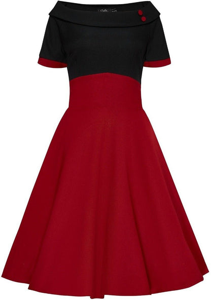Darlene Black & Burgundy Swing Dress