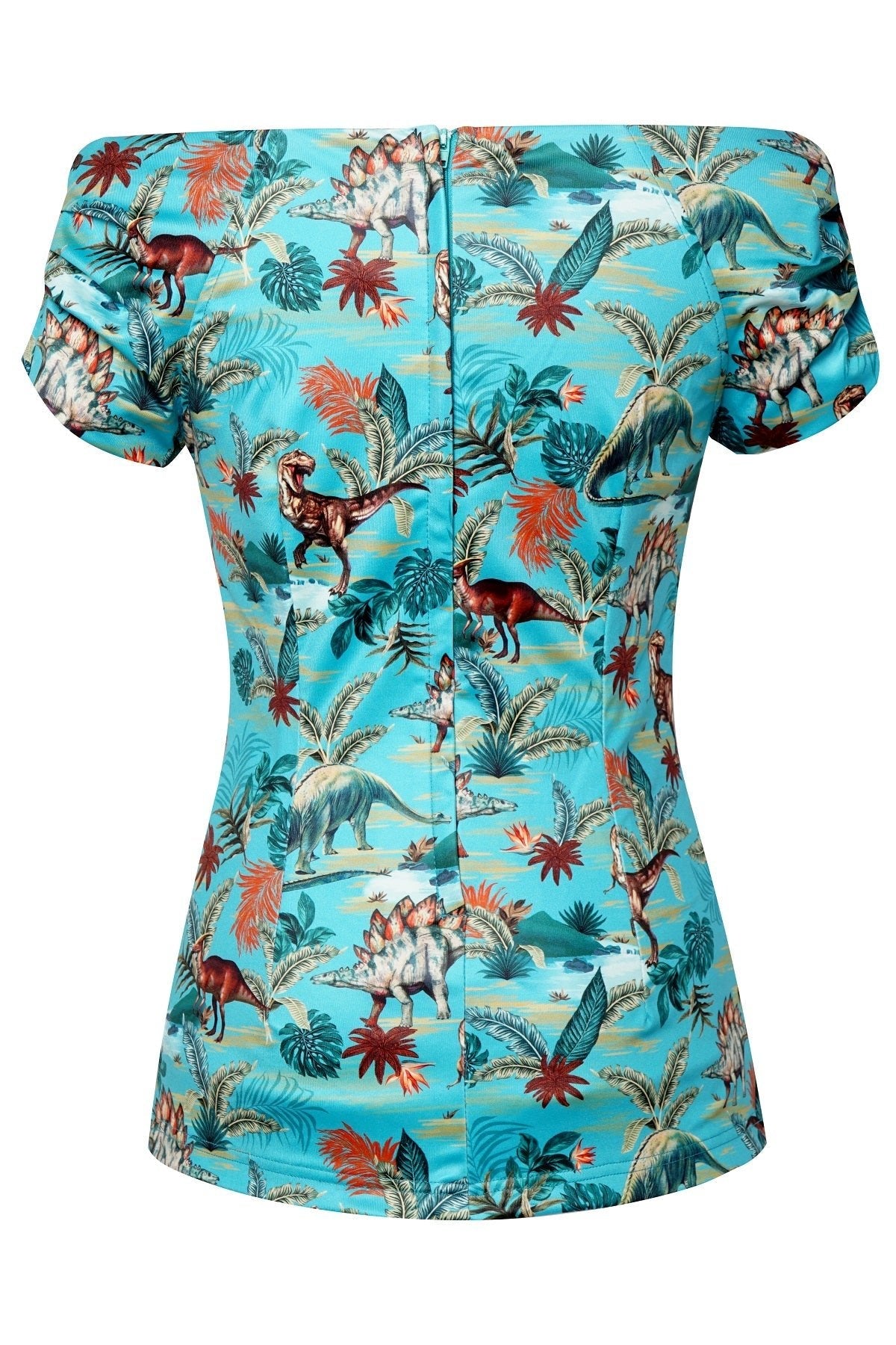 Lilian Off Shoulder Green Dinosaur Top