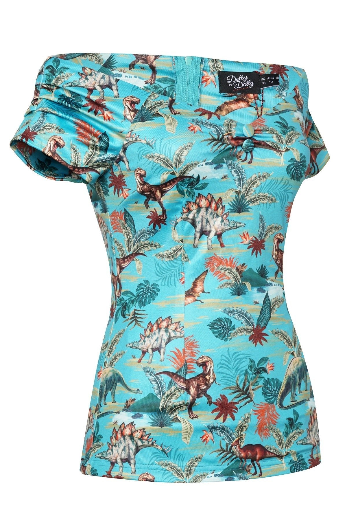 Lilian Off Shoulder Green Dinosaur Top