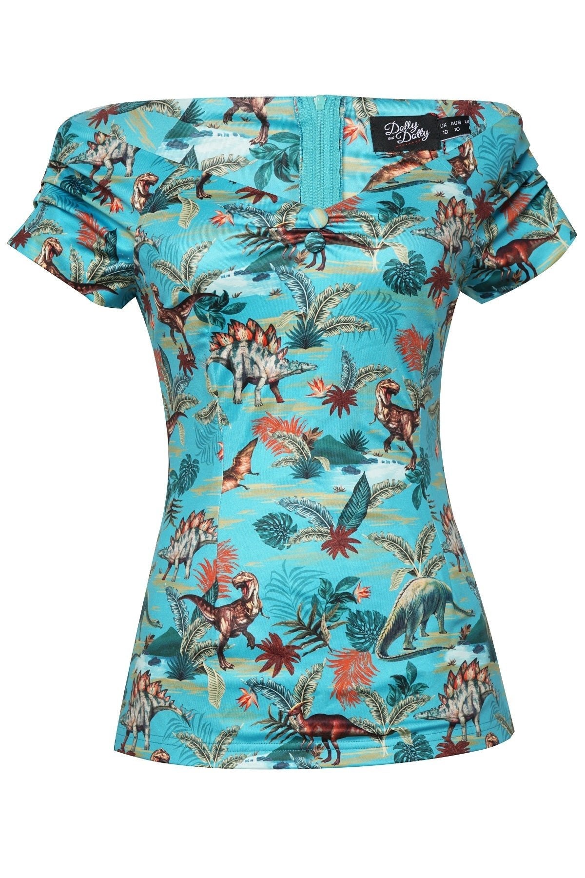 Lilian Off Shoulder Green Dinosaur Top