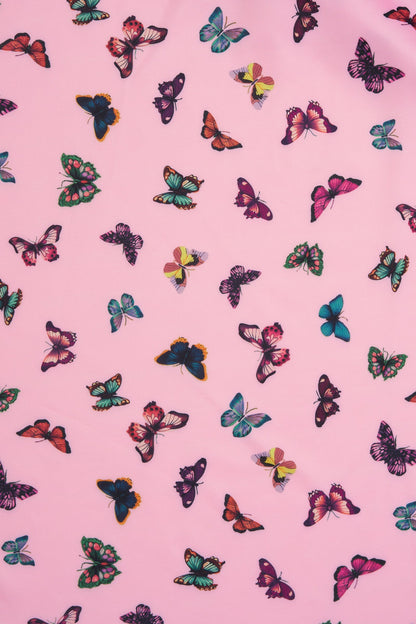 Lily Off Shoulder Pink Butterfly Swing Dress