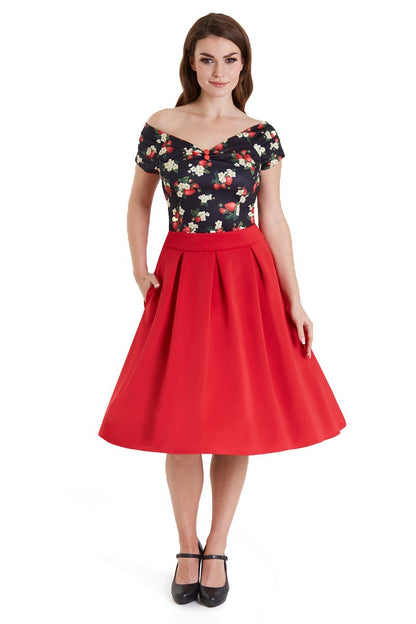Lilian Off Shoulder Black Strawberry Top