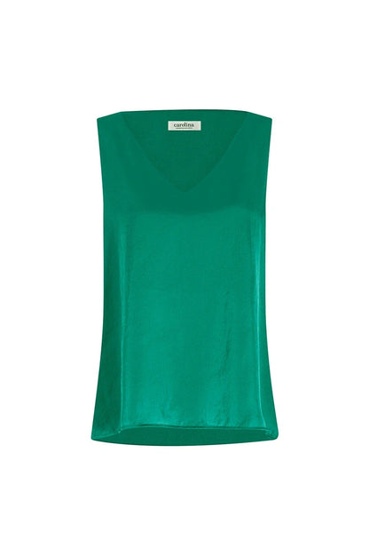 Perla Reversible Neckline Sleeveless Top in Emerald