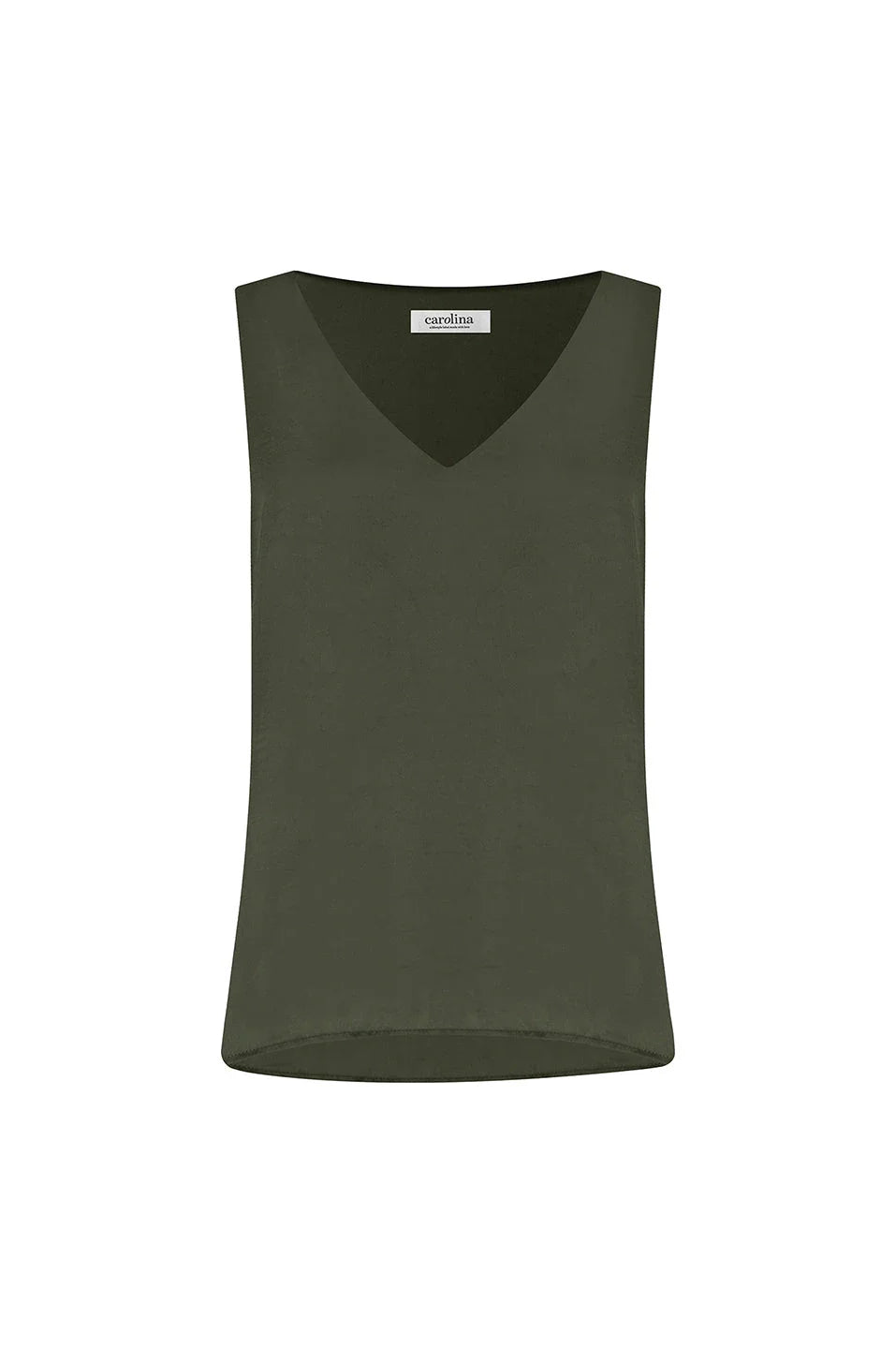 Perla Reversible Neckline Sleeveless Top in Olive