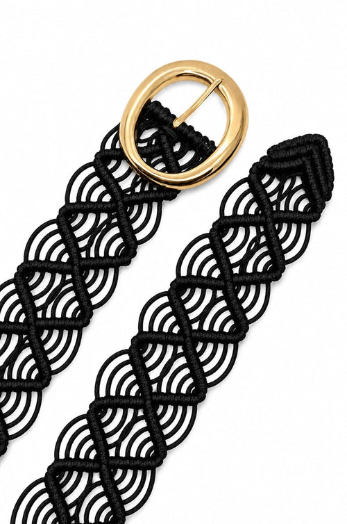 Pippa Woven Rope Belt Black