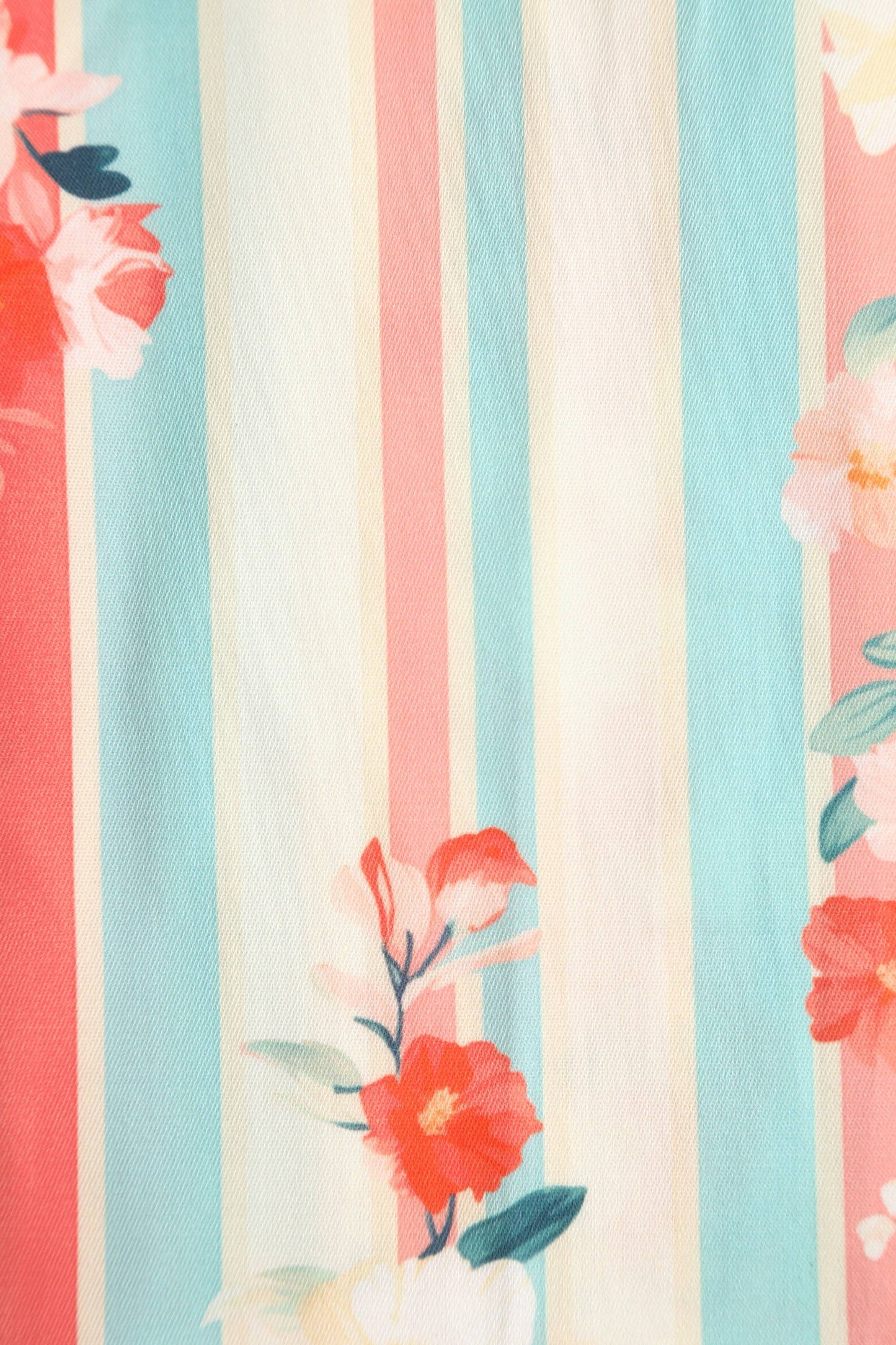 Amanda Pastel Floral & Striped Swing Dress