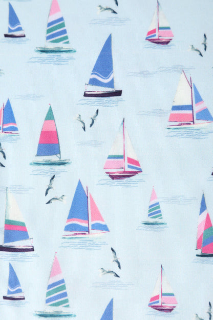 Melissa Light Blue Nautical Sailboat Strapless Dress