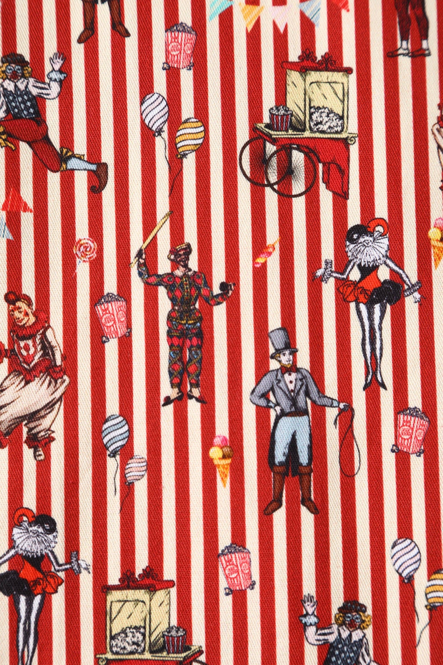 Penelope Red Vintage Circus Striped Shirt Dress