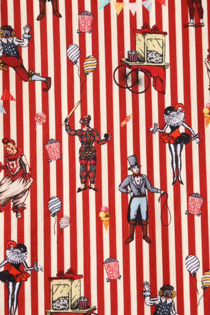 Penelope Red Vintage Circus Striped Shirt Dress