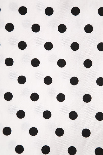 Judith Pleated Black Dress With White Polka Dots