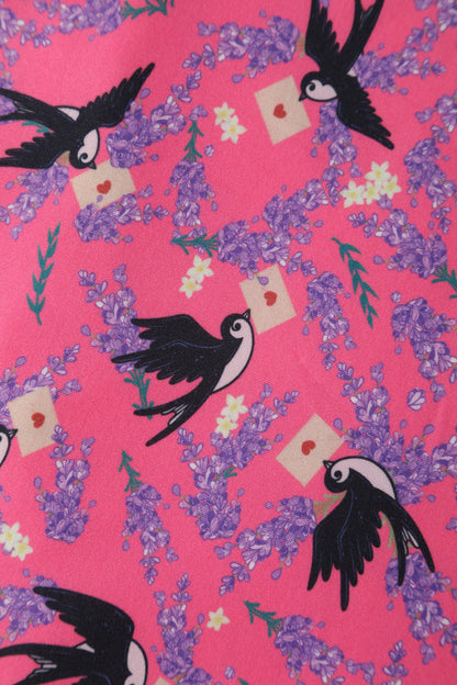 Julia Pink Swallow Sleeved Dress