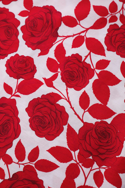 Lily Red Shadow Rose Off Shoulder Dress