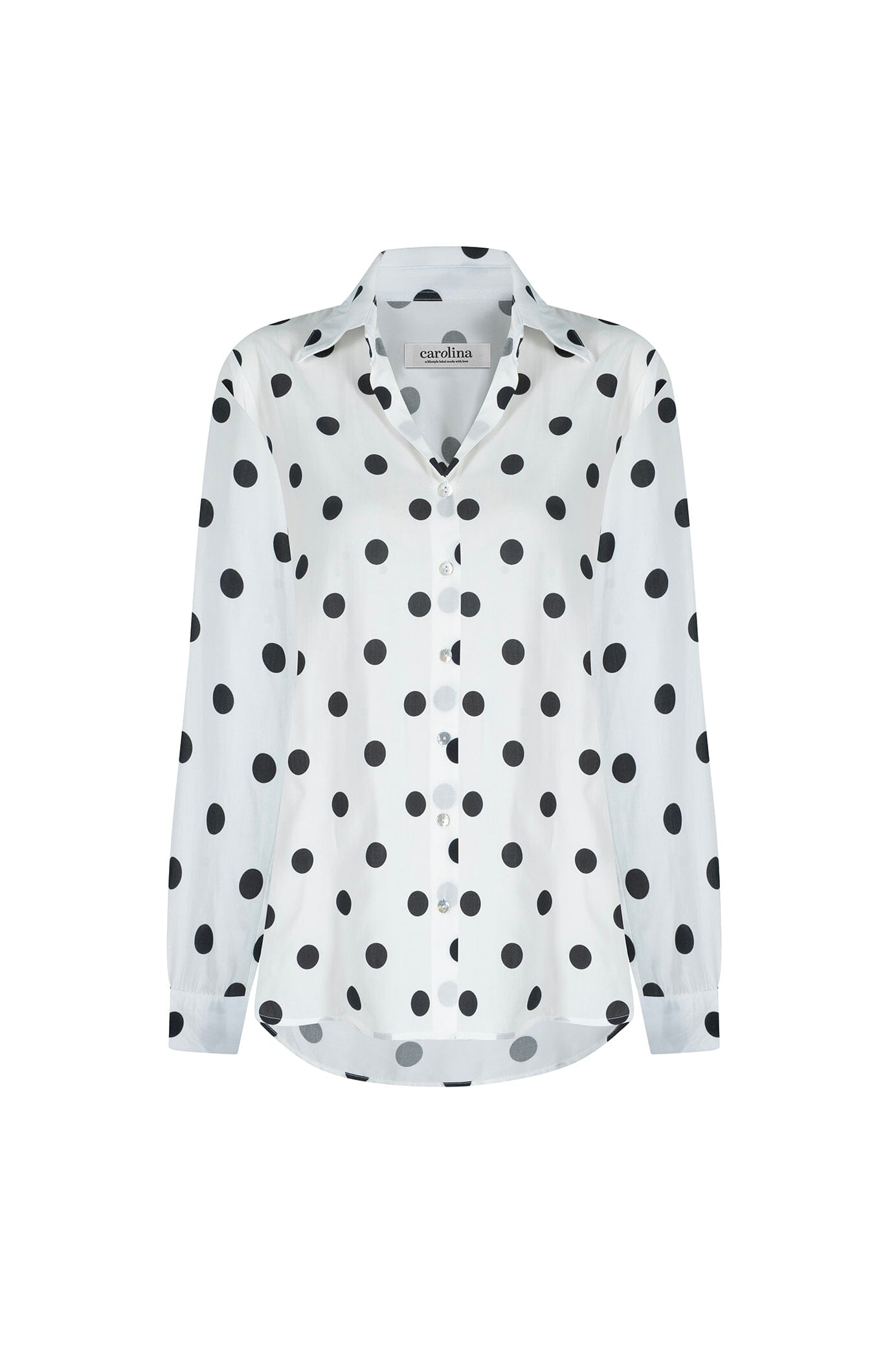 Audrey Collared Shirt White with Black Polka Dots