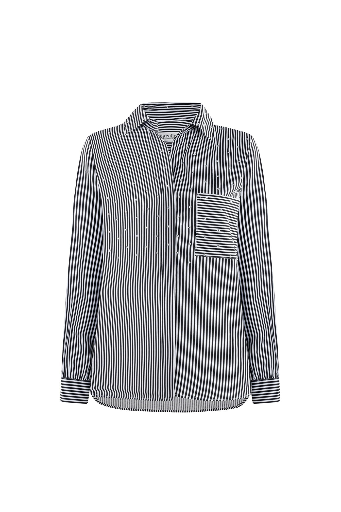 Renata Black and White Striped Collared Shirt