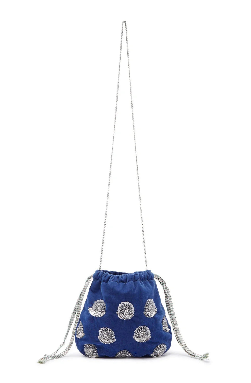 Rhiannon Velvet Drawstring Bag Royal Blue