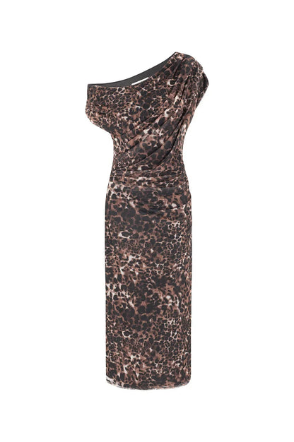 Rosalina Off Shoulder Dress in Animal Print