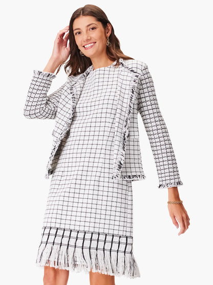 Grid Fringe Mix Dress