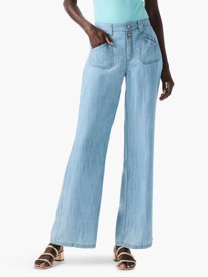 Drapey Denim Wide Leg Jeans
