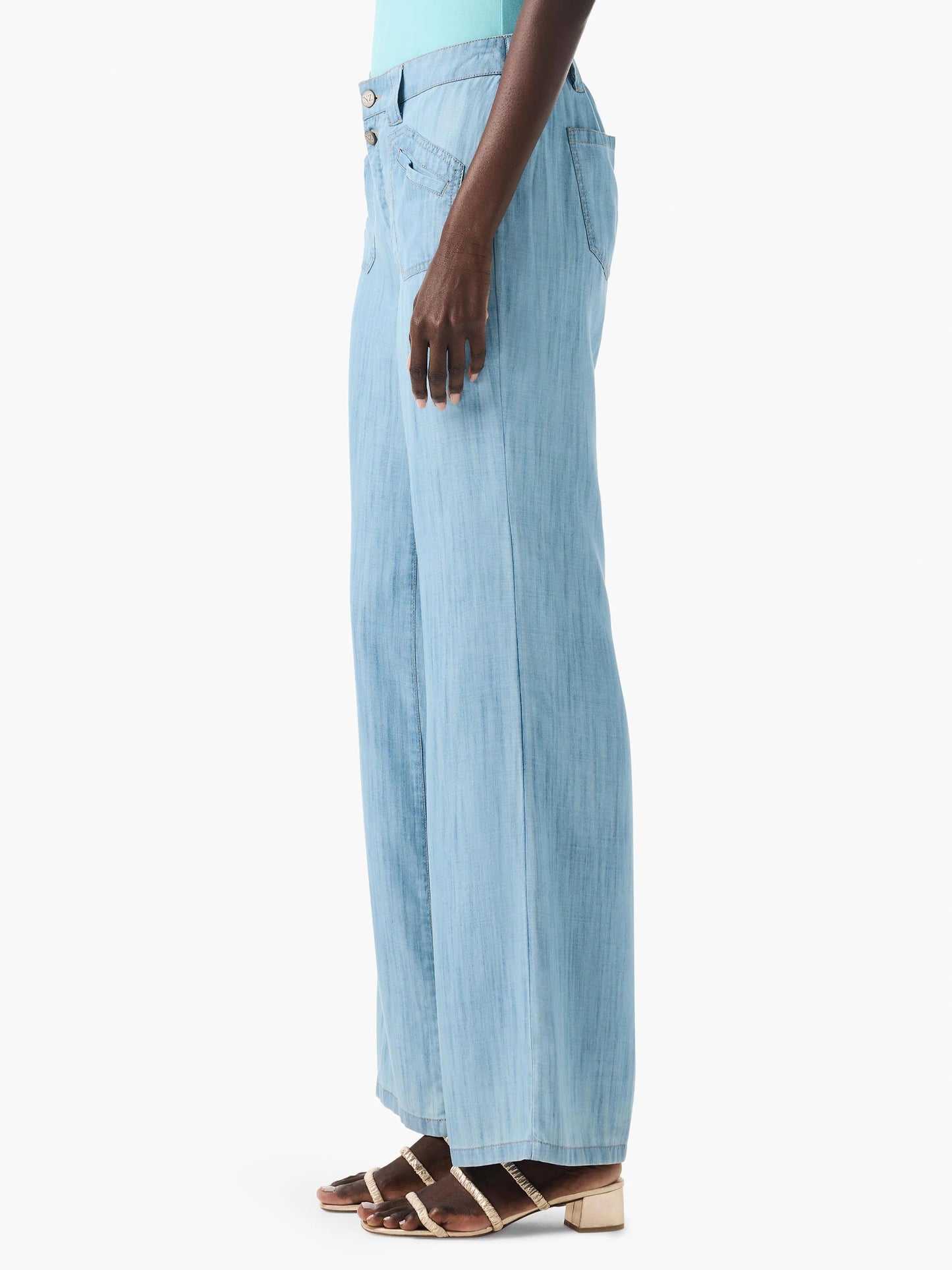 Drapey Denim Wide Leg Jeans