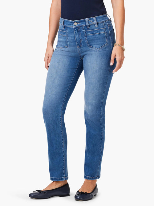 Mid Rise Straight Pocket Ankle Jeans