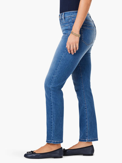 Mid Rise Straight Pocket Ankle Jeans