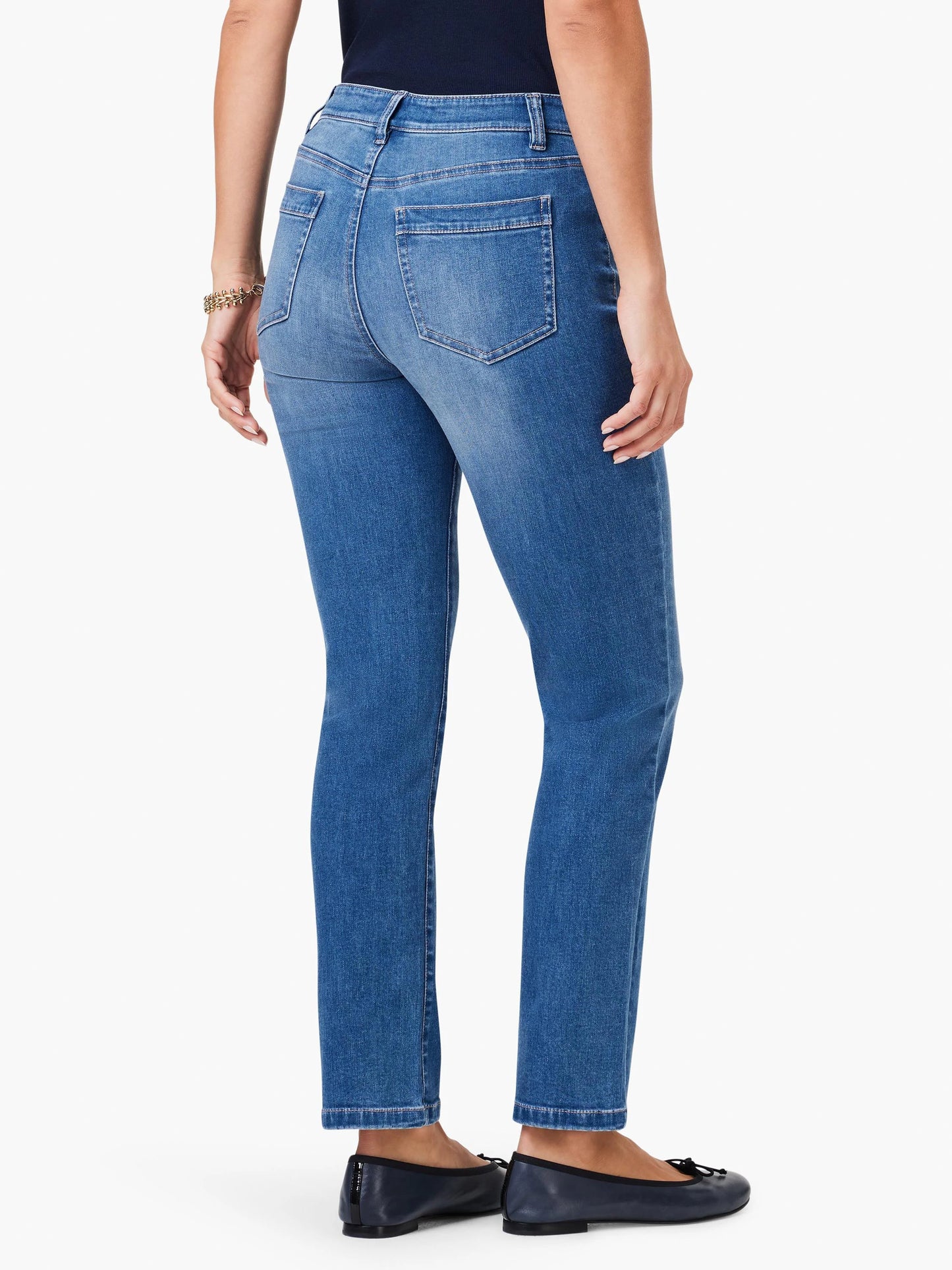 Mid Rise Straight Pocket Ankle Jeans