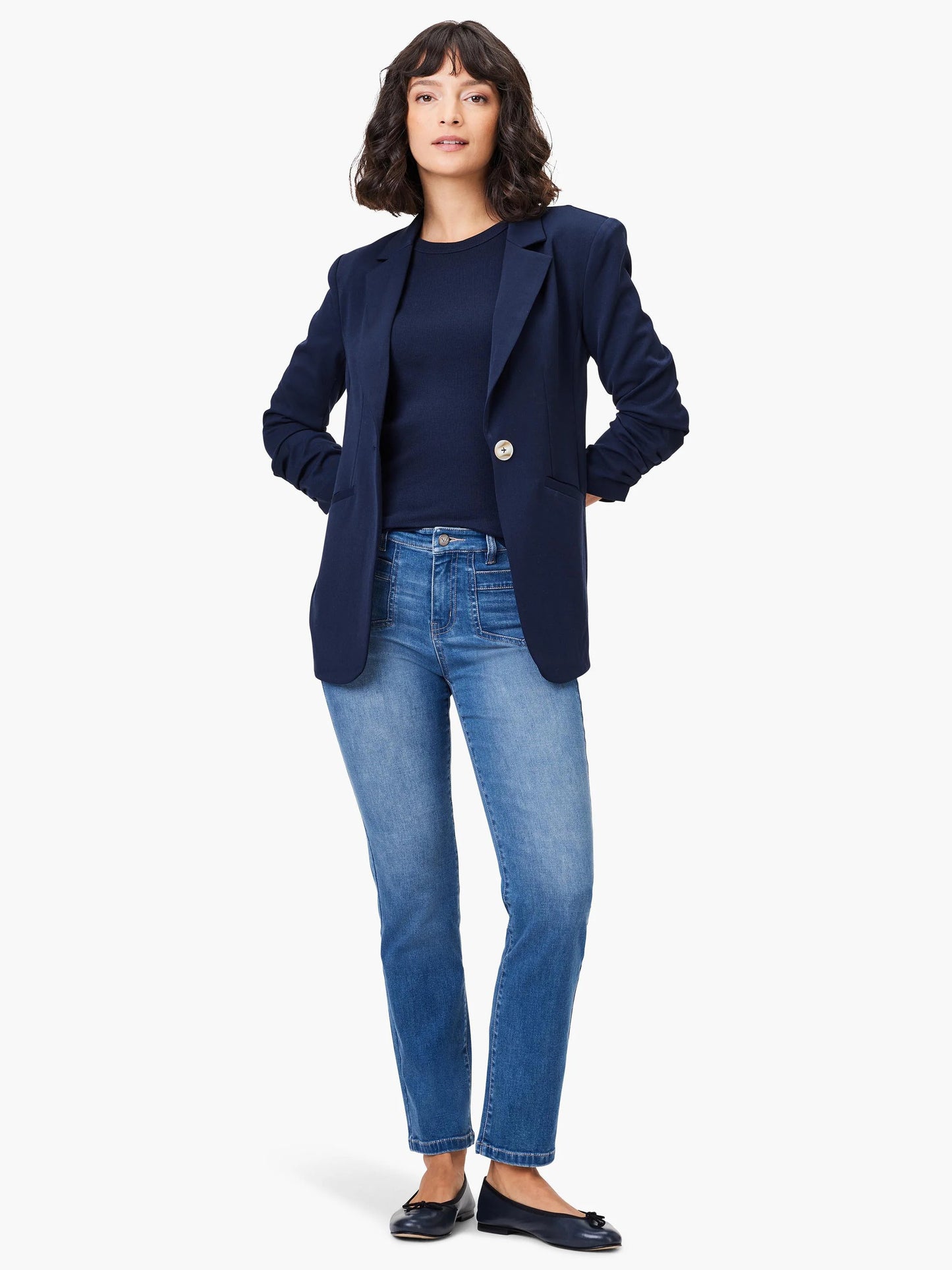 Mid Rise Straight Pocket Ankle Jeans