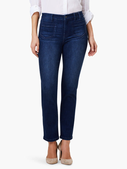 Mid Rise Straight Pocket Ankle Jeans