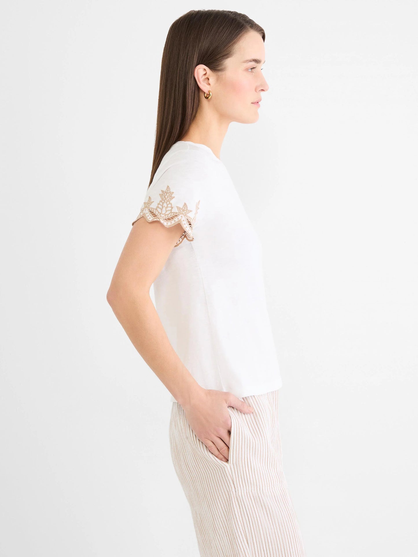 Deco Sleeve Cotton Slub Tee