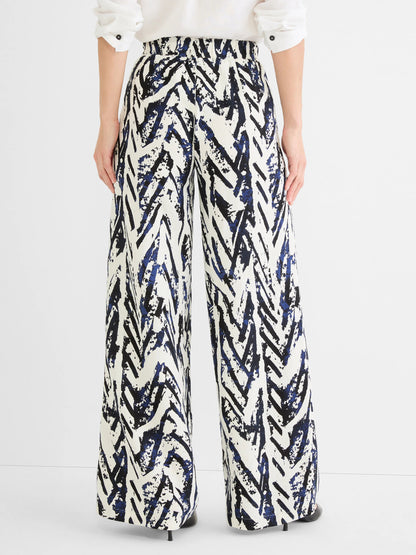 Indigo Crosshatch Linen Wide Leg Pant