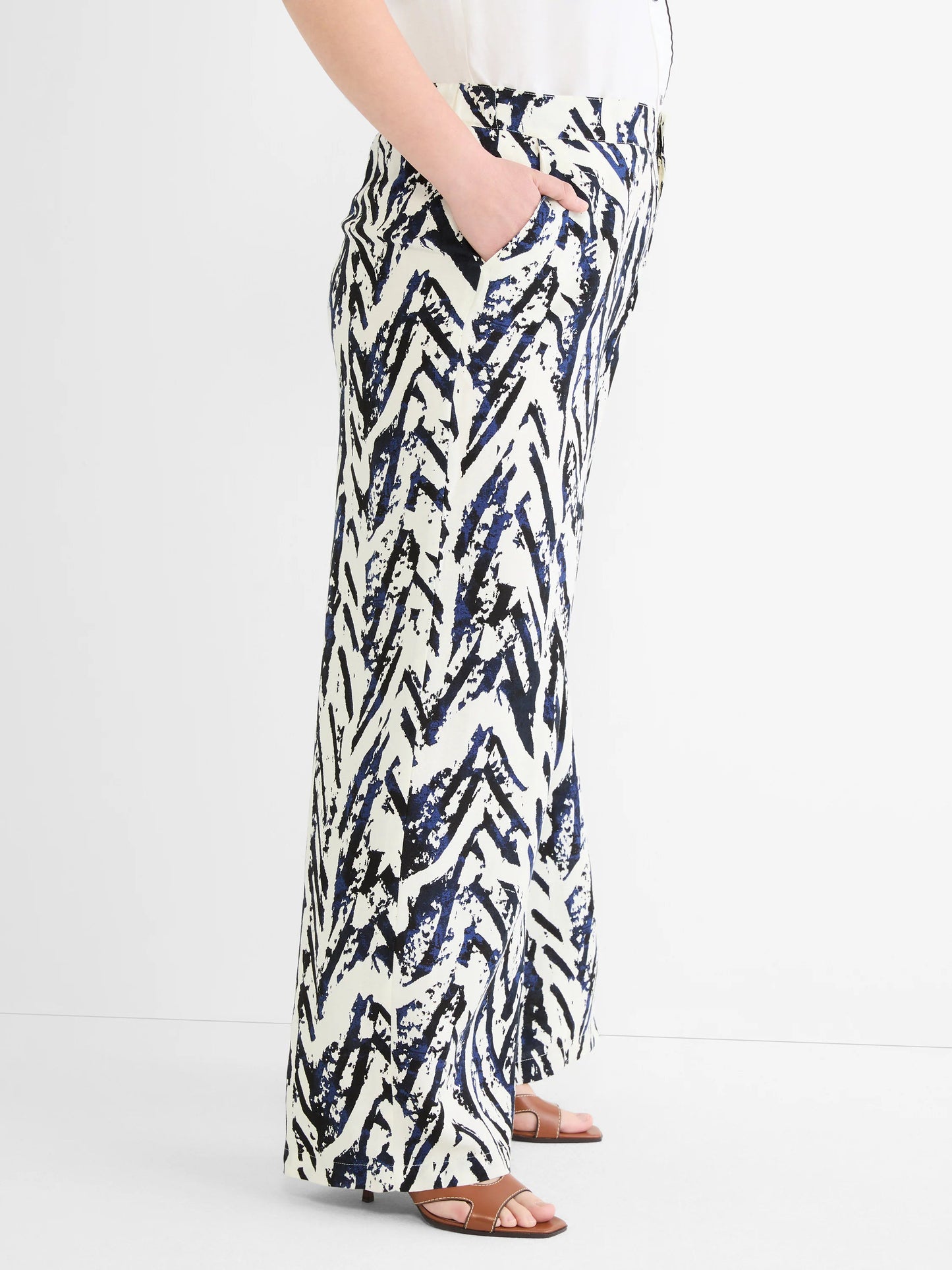 Indigo Crosshatch Linen Wide Leg Pant