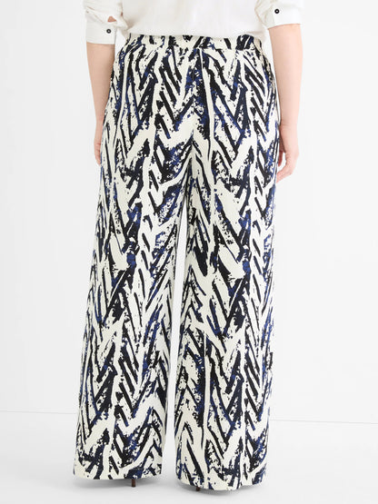 Indigo Crosshatch Linen Wide Leg Pant