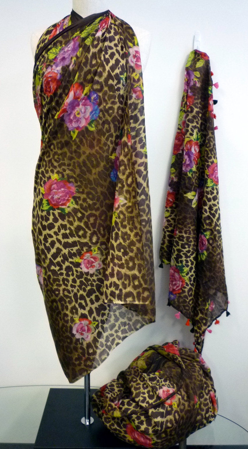 Cotton Sarong 170cm x 110cm in Tiger Floral