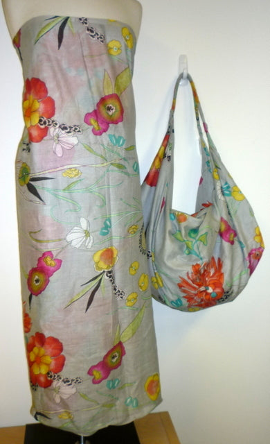 Cotton Sarong 170cm x 110cm in Grey Floral