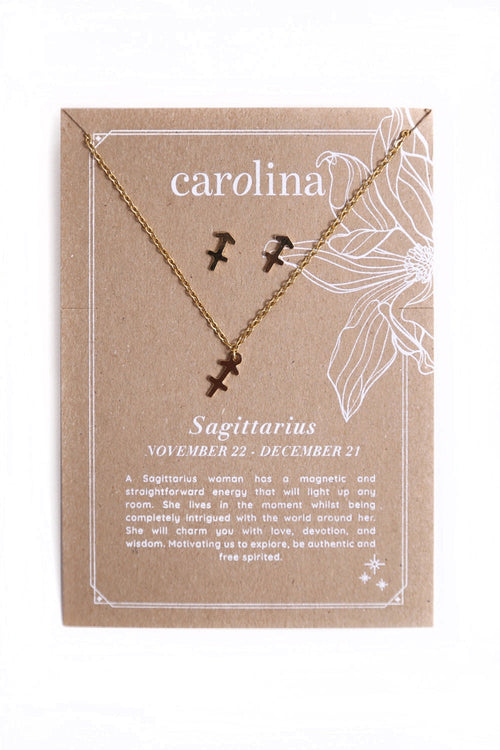 Sagittarius Zodiac Necklace & Earring Set