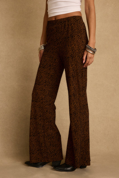 Silver Springs Cognac Zebra Flare Pants