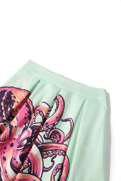 Carolyn Mint Green Octopus Box Pleated Skirt