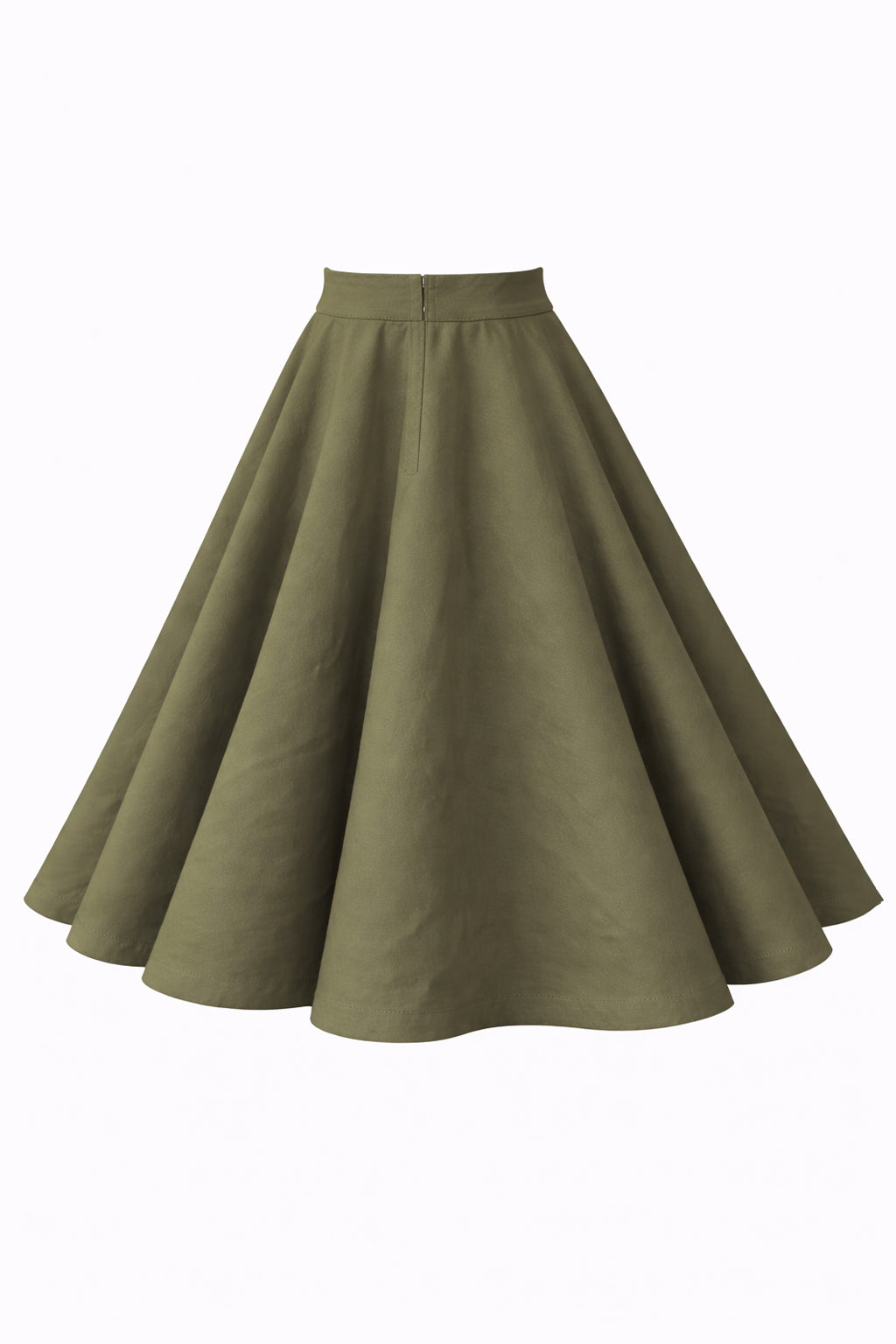 Maisie Army Green Full Circle Midi Skirt