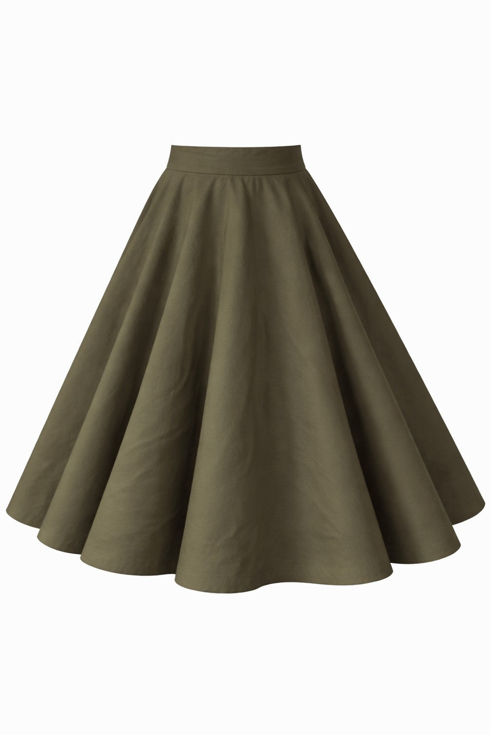 Maisie Army Green Full Circle Midi Skirt