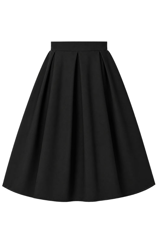 Aisley Black Plain Pleated Skirt