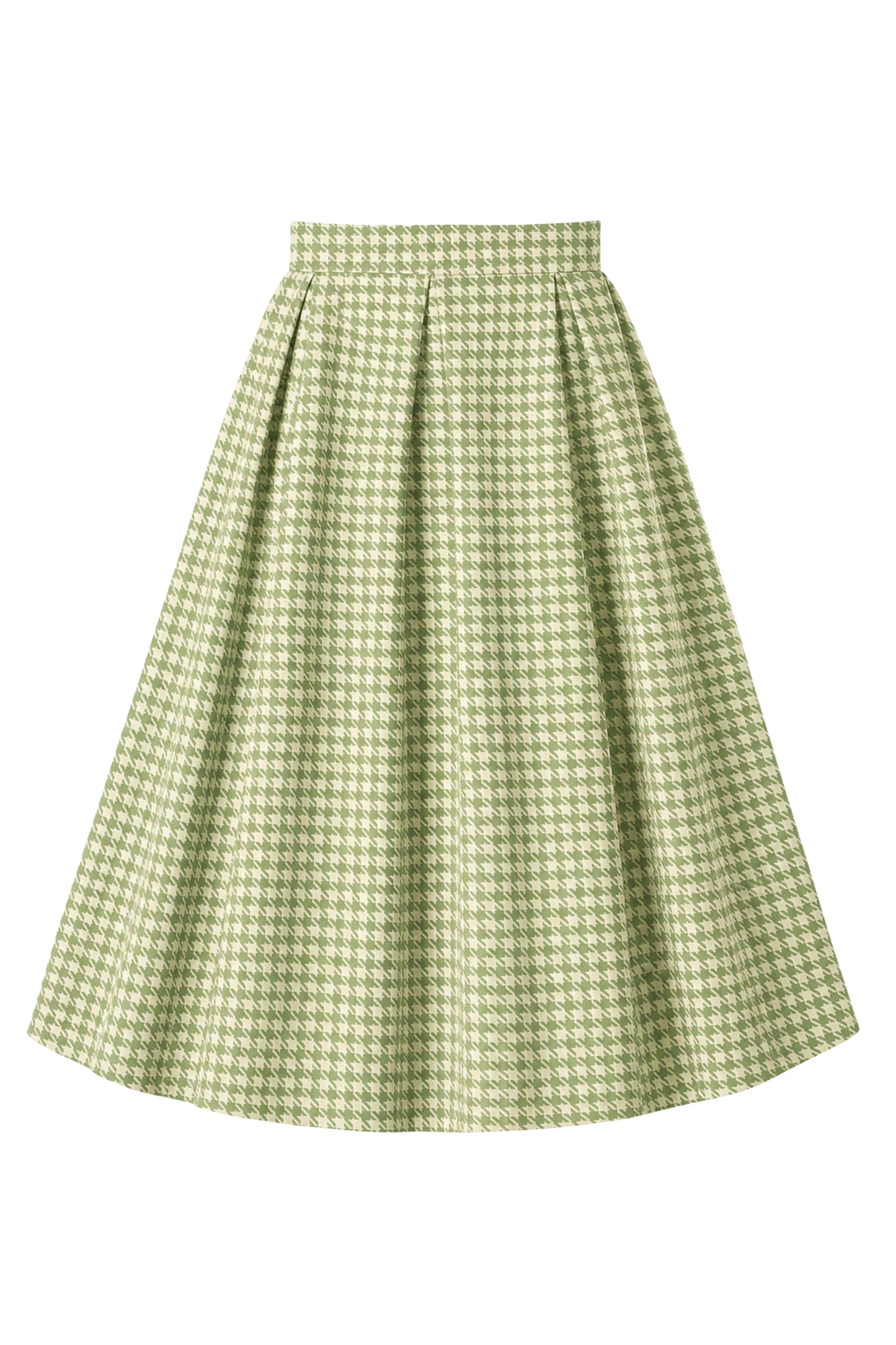 Aisley Green Houndstooth Pleated Skirt