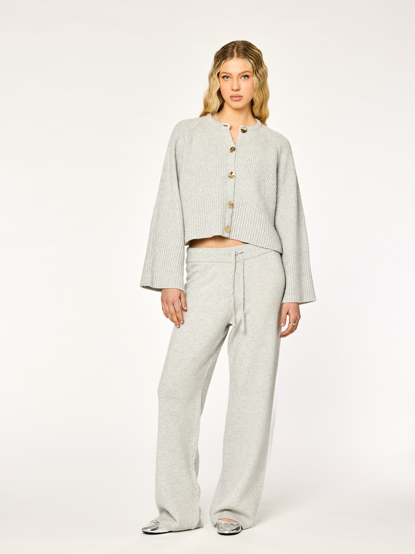 HEATHER - Knit Pants • Light Grey