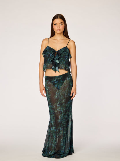 ROMANTIC - Sheer Maxi Skirt • Dark Jungle