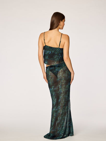 ROMANTIC - Sheer Maxi Skirt • Dark Jungle