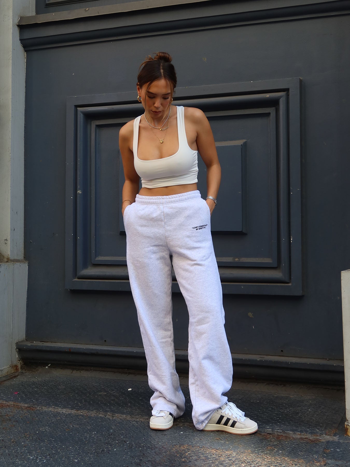 ESSENTIALS - Straight Leg Sweatpants • Light Grey