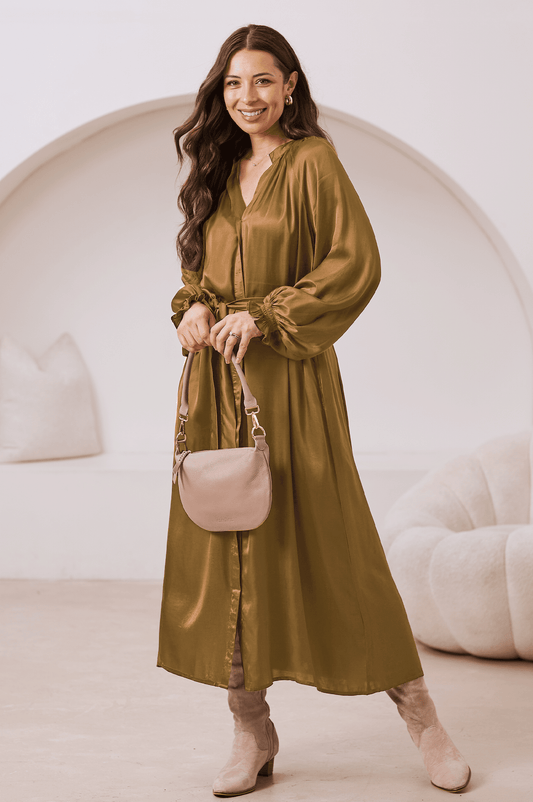 Sierra Long Sleeve Dress Gold