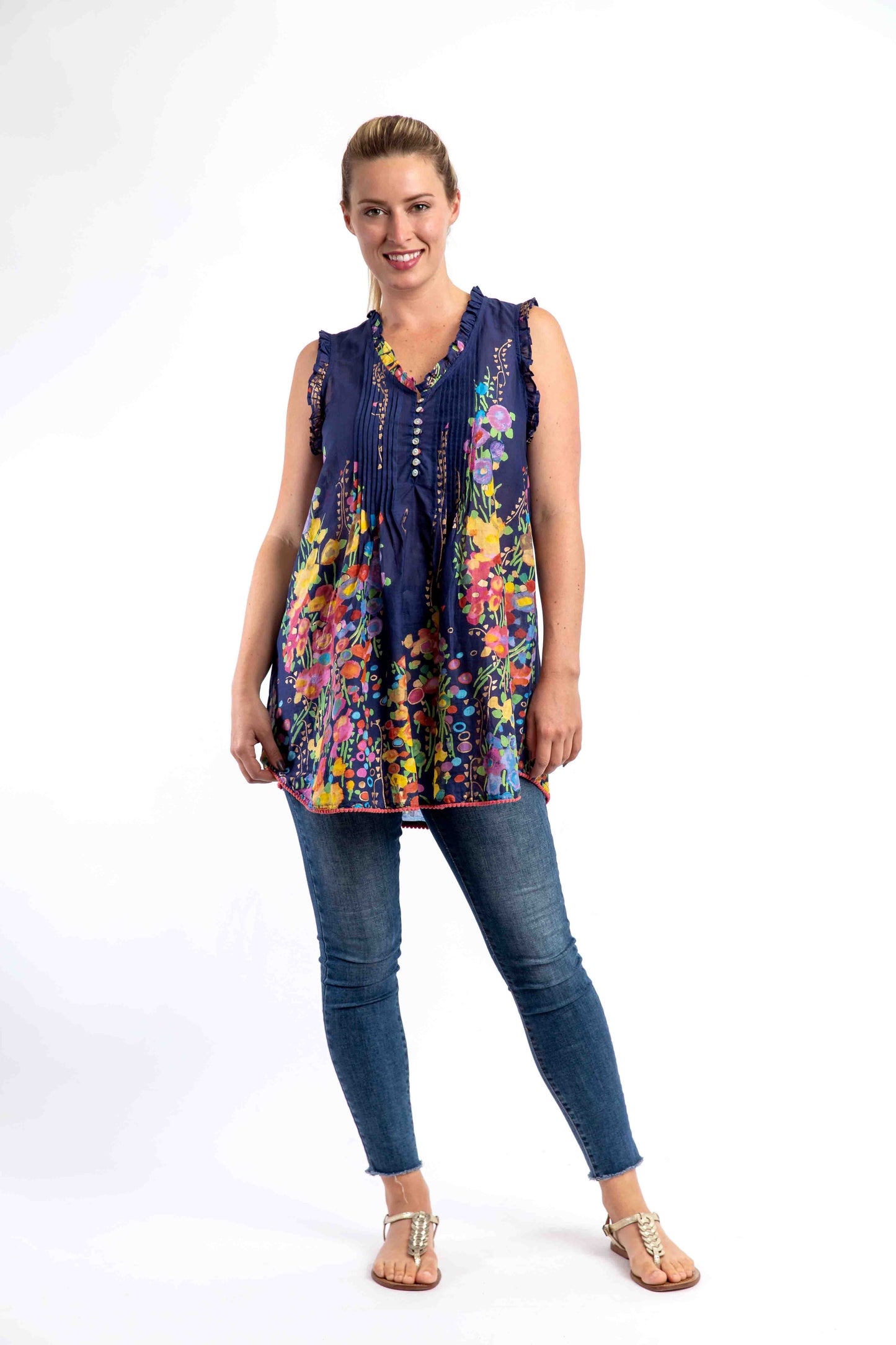 Mozaic Chilli Top in Navy Spring