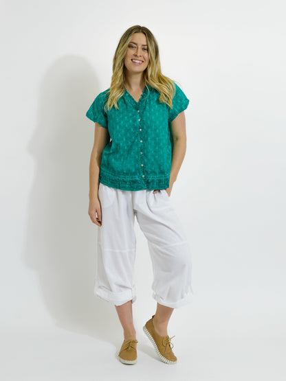 Capricorn Cotton Shirt in Teal Wash